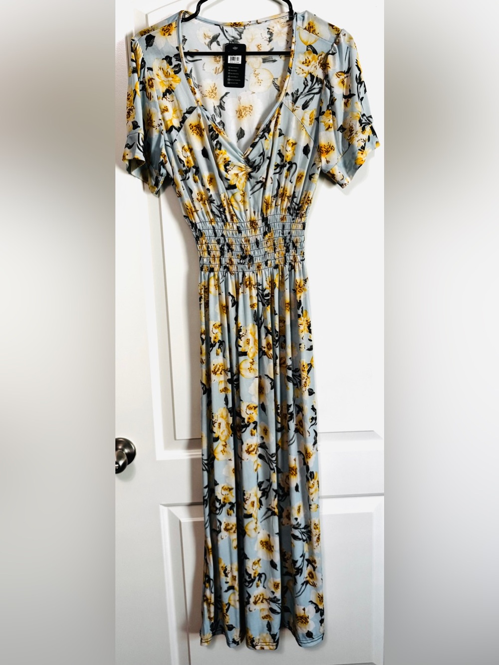 Nali Collection Blue Yellow Floral Smocked Maxi Dress XL NWT - Picture 3 of 8